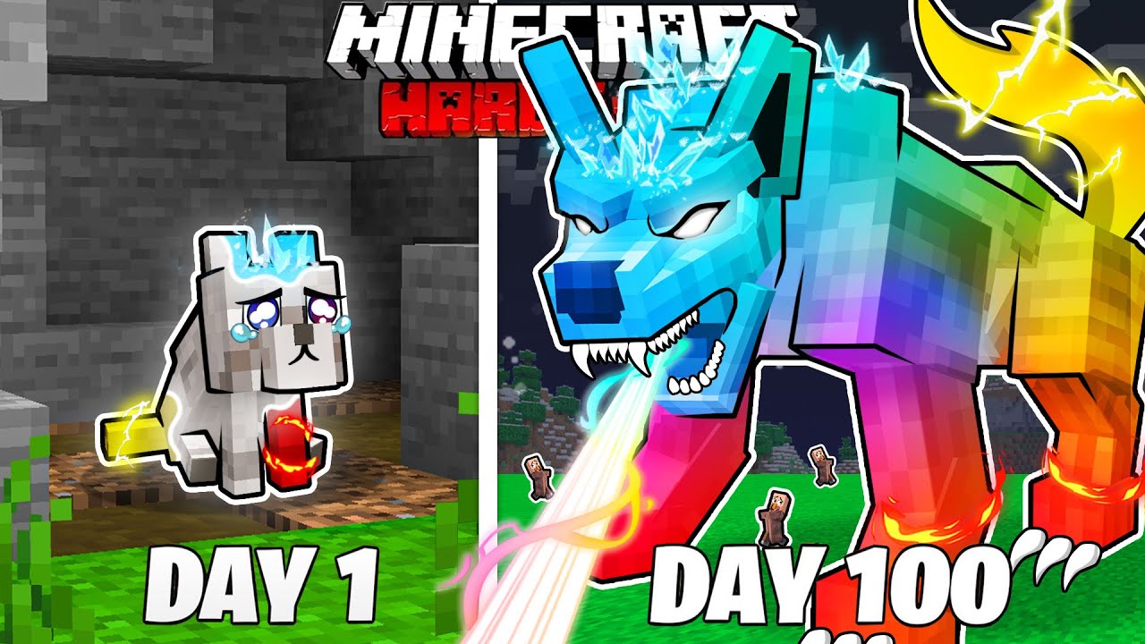 I Survived 100 Days as an ELEMENTAL WOLF in HARDCORE Minecraft