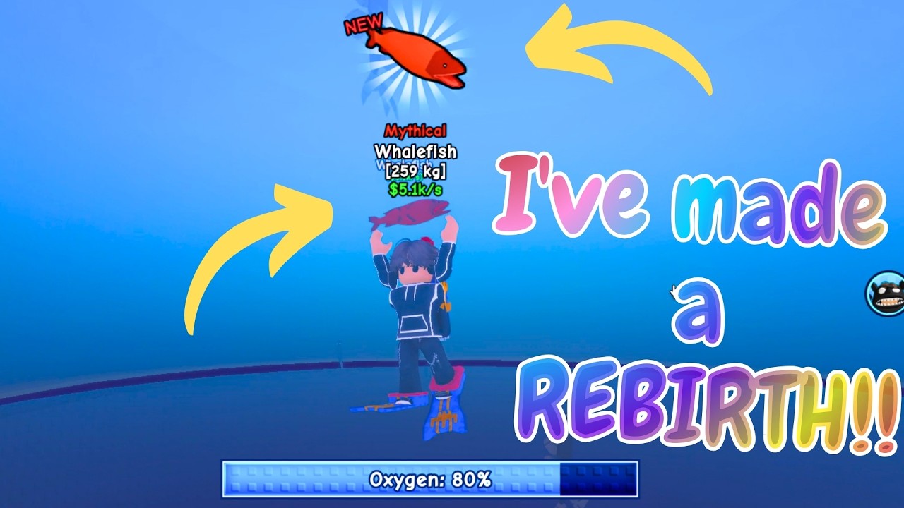 Я поймал мифическую рыбу и переродился!! Roblox: Ныряй вниз