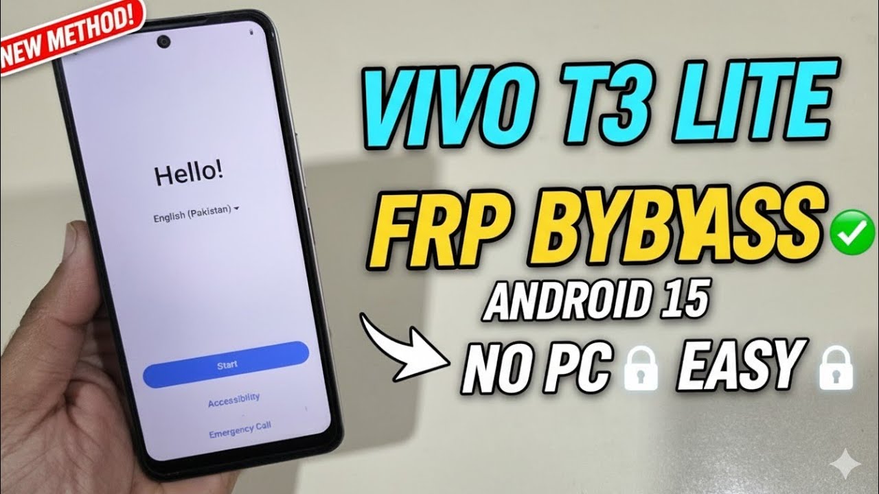 Vivo T3 Lite FRP Bypass Android 15 - New Solution! No Sim / No Tool / Without PC