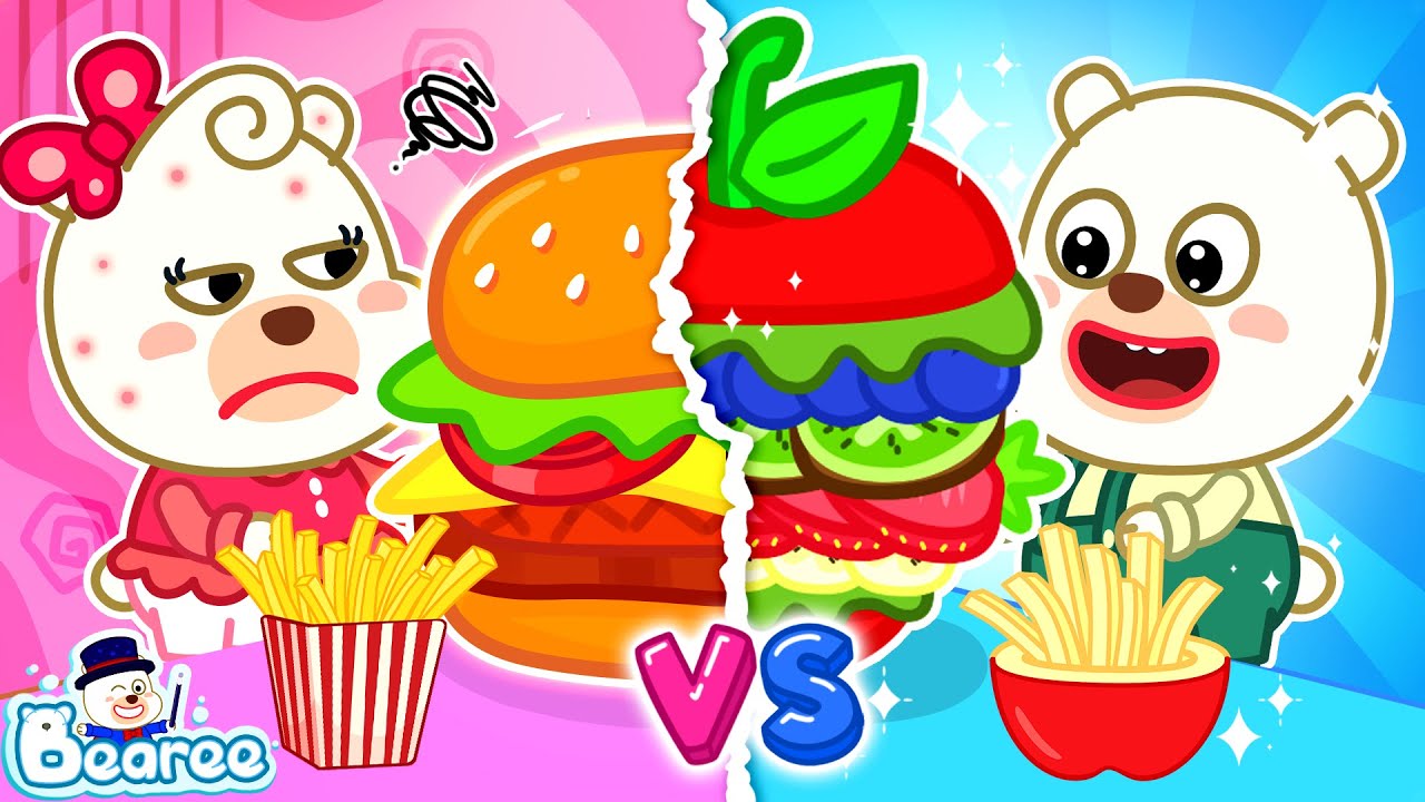 Hamburger VS Healthy Fruit Burger | Funny Kitchen Hacks | Kids Learn Good Habits | Bearee Kids Show
