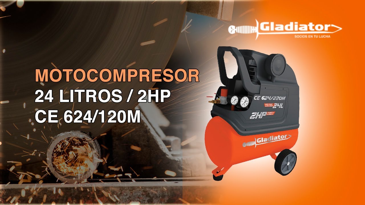 MOTOCOMPRESOR 24 litros 2hp GLADIATOR - SKU: 50547