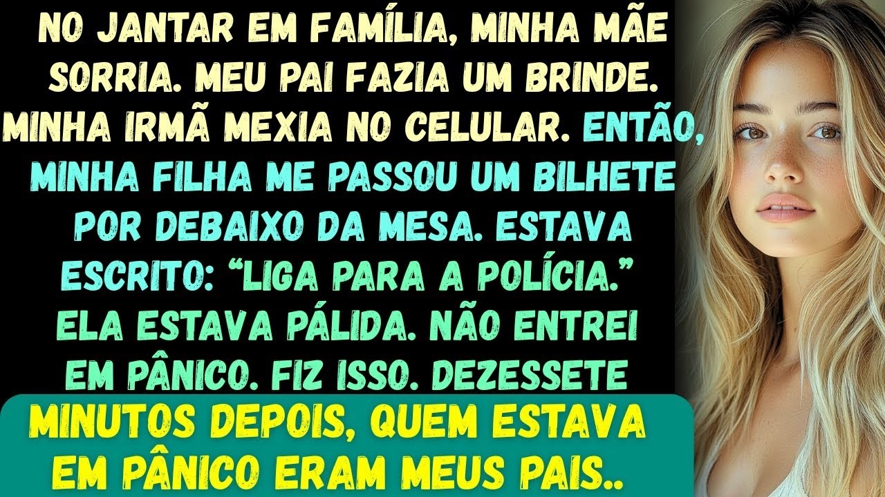 Durante o jantar em família, minha filha me passou um bilhete por debaixo da mesa  Nele estava escri