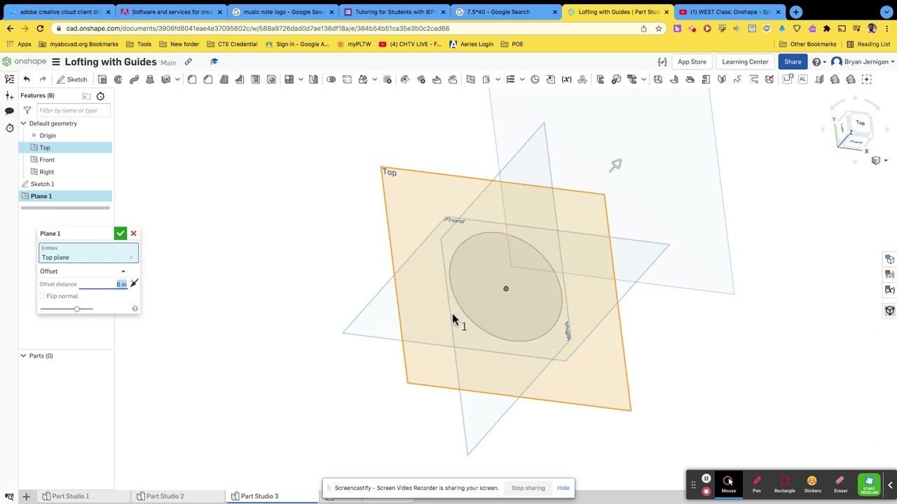 Onshape Loft with and without Guides