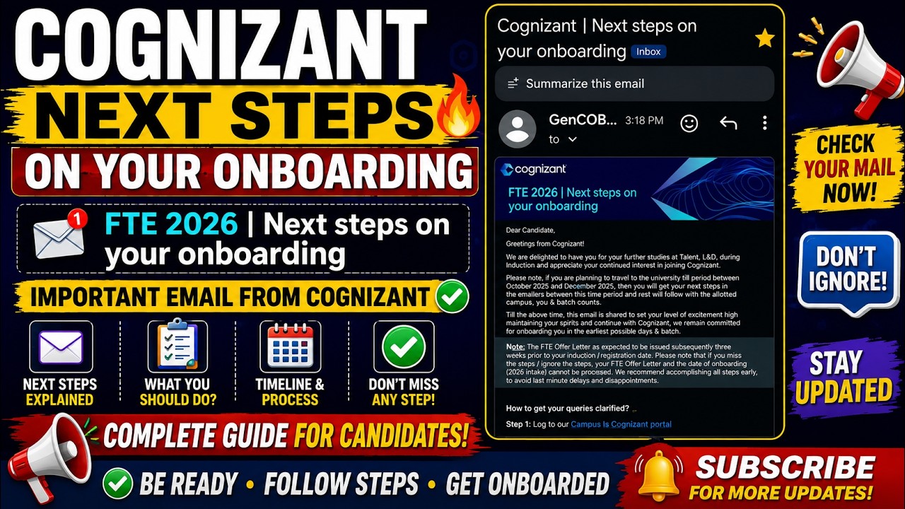Cognizant Big Update Direct FTE Onboarding & Joining Date Postponed & Rescheduled to Oct'26 & Dec'26