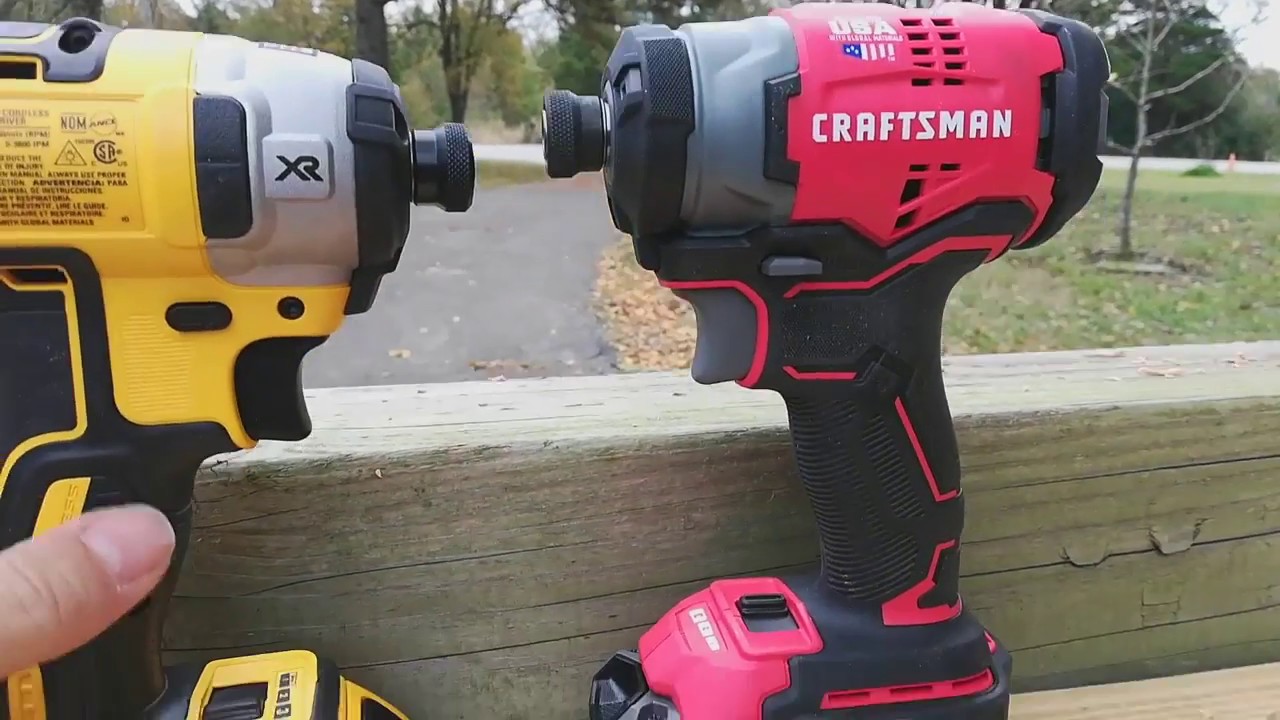 Craftsman V20 brushless imact driver and DeWalt 887 comparison.