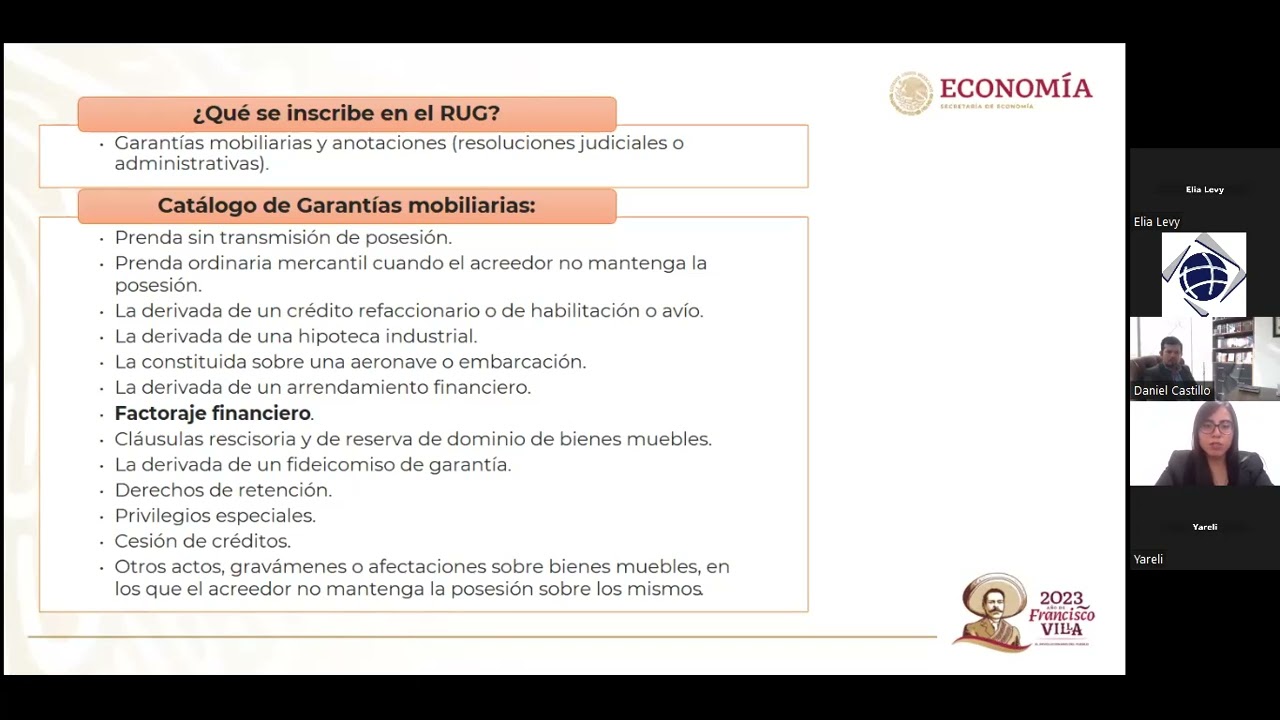 Registro Único de Garantías Mobiliarias (RUG) 2023, Lic. Ana  Victoria Jiménez Carreon.