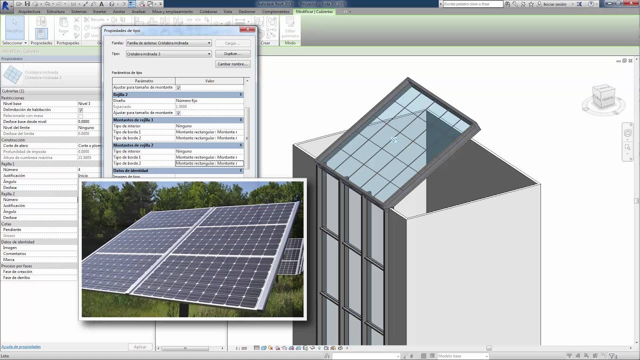 Revit: Cubierta: Cristalera Inclinada
