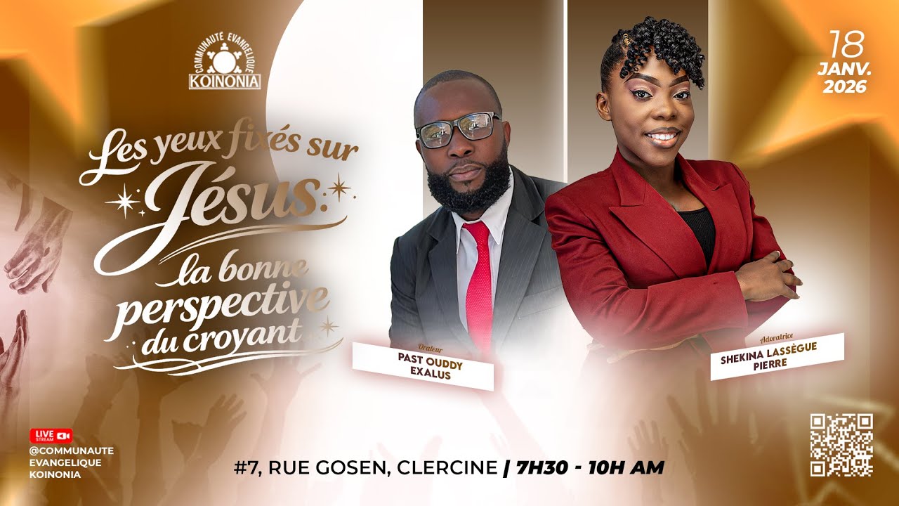 BIENVENUE A NOTRE CULTE DE CELEBRATION AU SEIGNEUR / DIMANCHE 18 JANVIER 2026