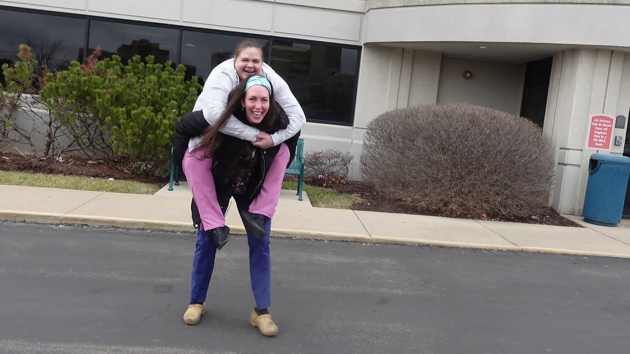 270 pound Lunch Time Piggyback Challenge with Nicole