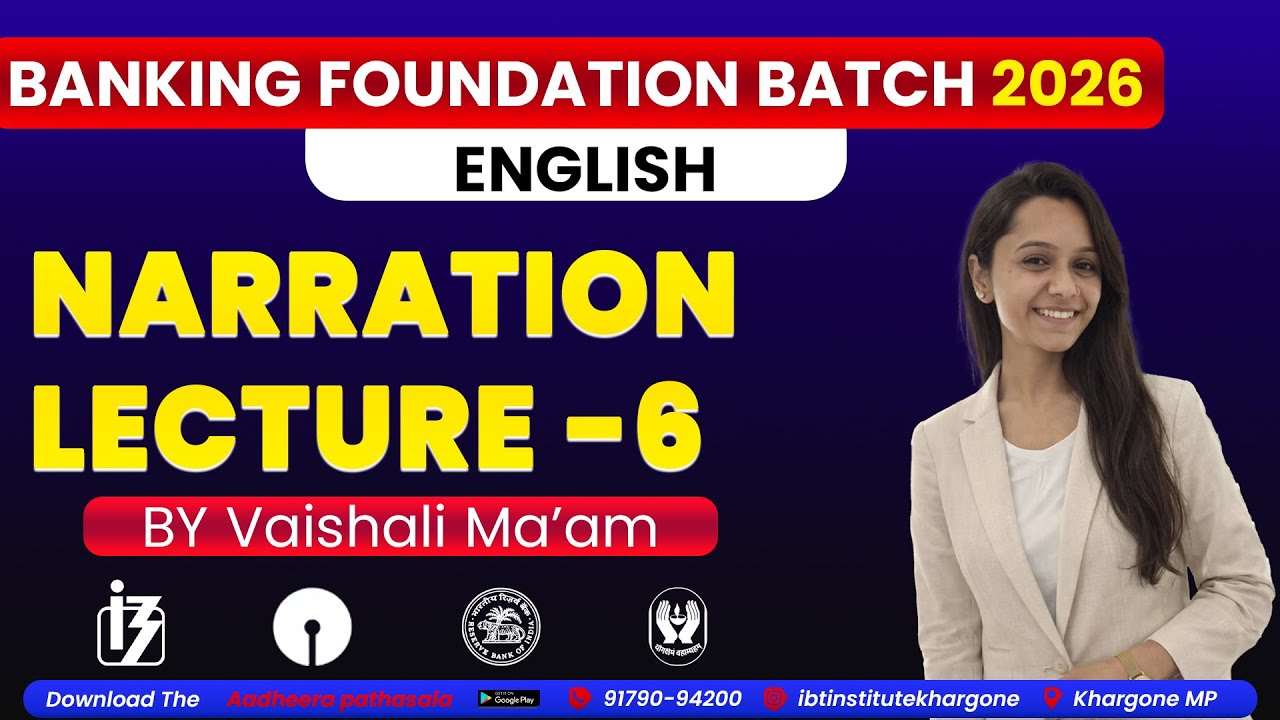 📘 NARRATION LECTURE – 6 | ENGLISH | BANKING FOUNDATION BATCH 2026 | By Vaishali Ma’am