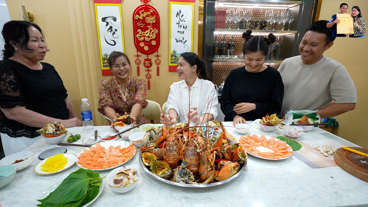 Đại tiệc siêu vui nhộn cùng Gia đình Duy Nisa ăn sầu riêng Cua biển Cà Mau Cá hồi ở Nhà Phạm Dũng