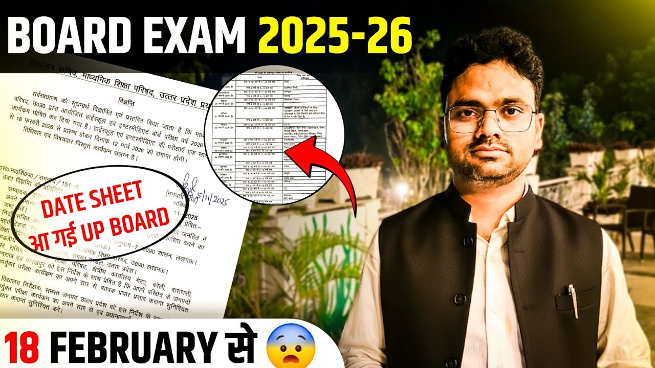 🥺UP BOARD DATESHEET AA GAYI UP BOARD EXAM 2025-26| इस दिन होगा पेपर