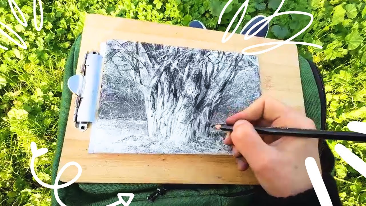 Disegnare Bozzetto a Carboncino Alberi Tutorial (in Tempo Reale)