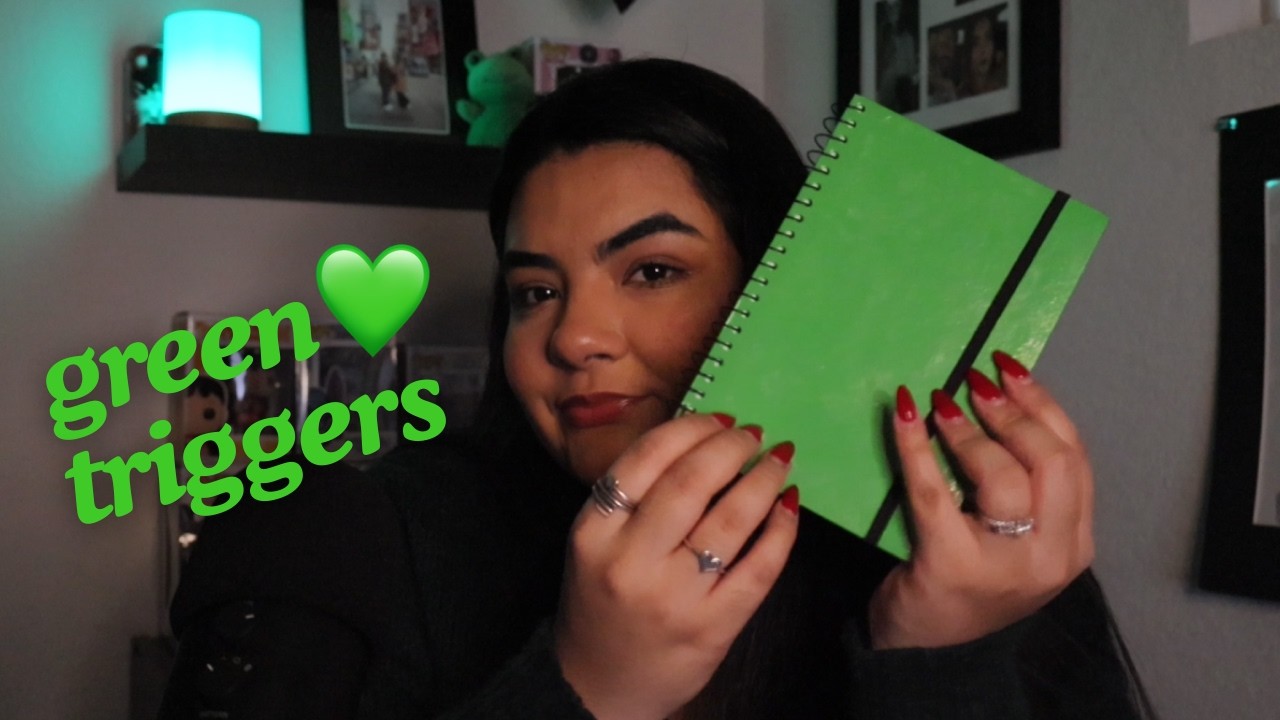 Trying All Green ASMR Triggers!💚 (Tapping, Tracing, Crinkles, and More)