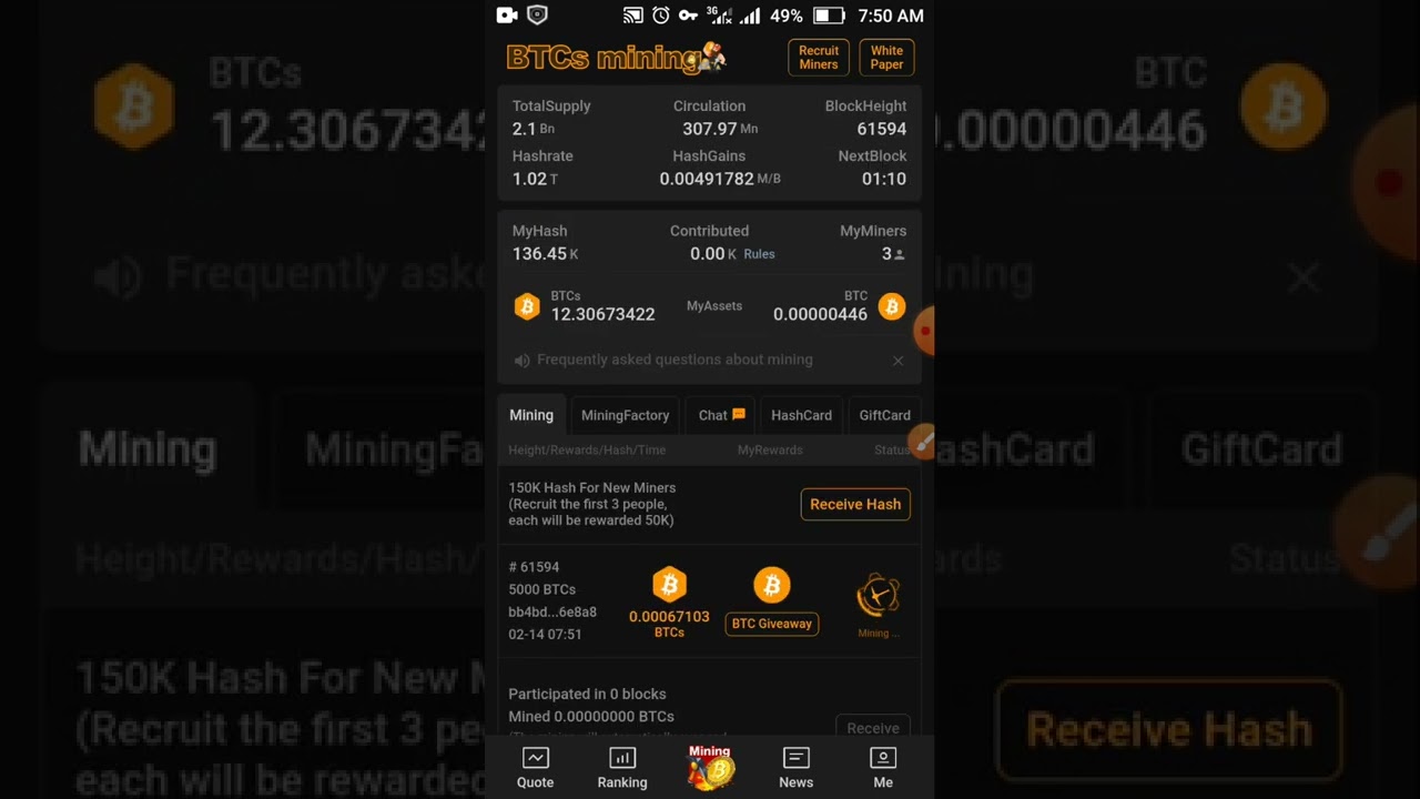 Satoshi App Review:Mine BTCs and earn BTC on your phone free @mrgtested