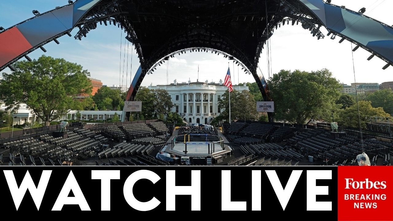 LIVE: White House's UFC Arena Stands Ready For Match Tonight As Part Of America 250 Celebrations