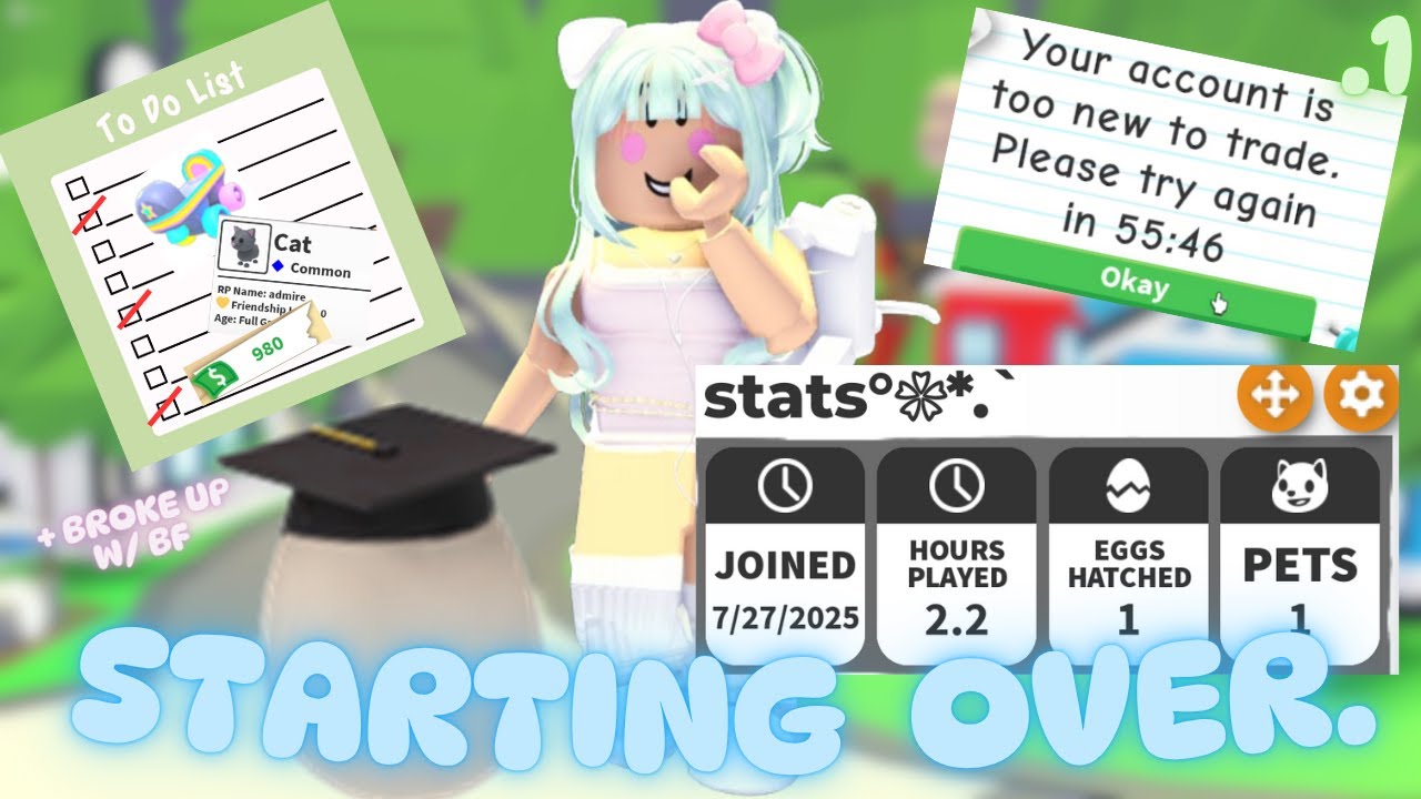 ₊˚⊹♡ STARTING OVER  IN ADOPT ME day 1 + broke up with my bf⋆.ೃ࿔*:･