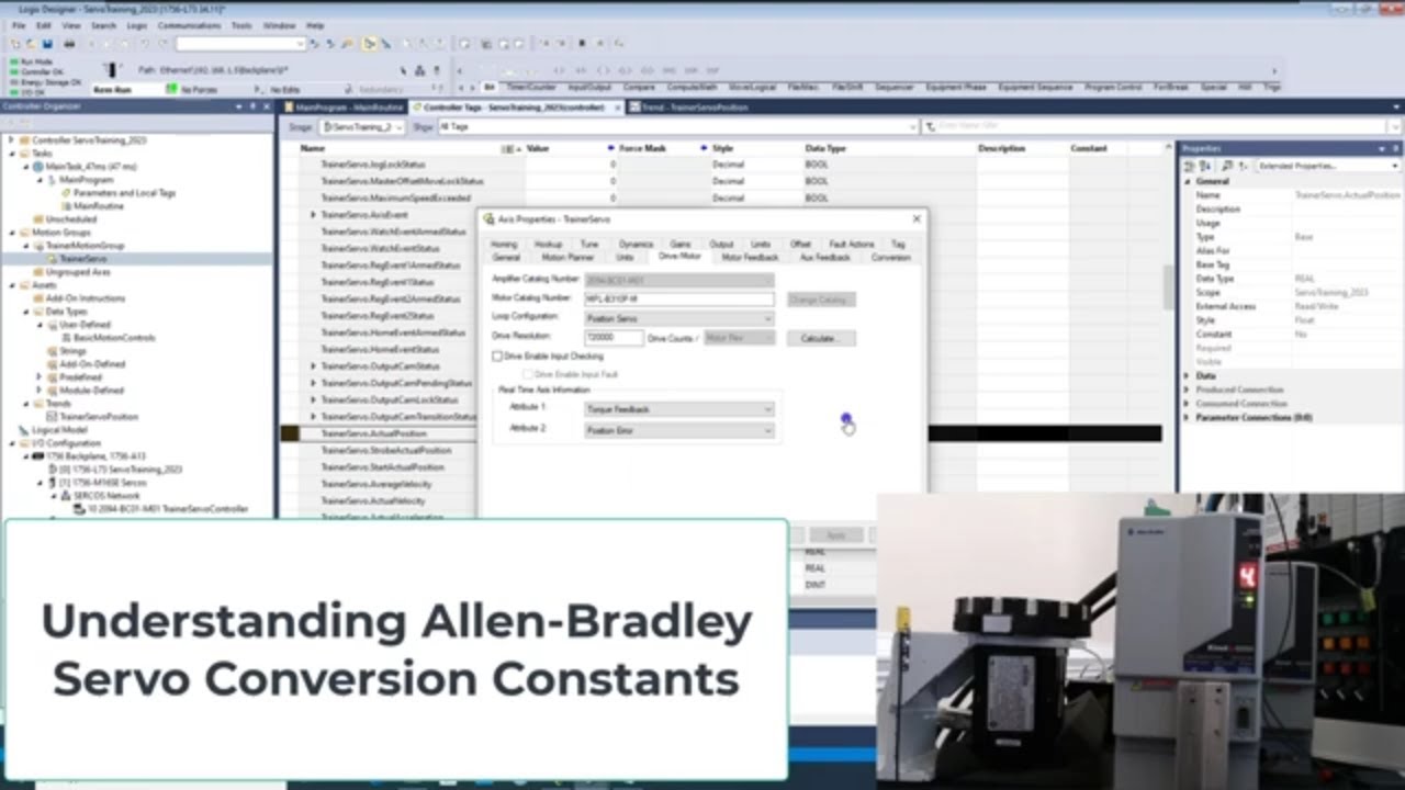 Константы преобразования сервоприводов Allen-Bradley в Studio 5000