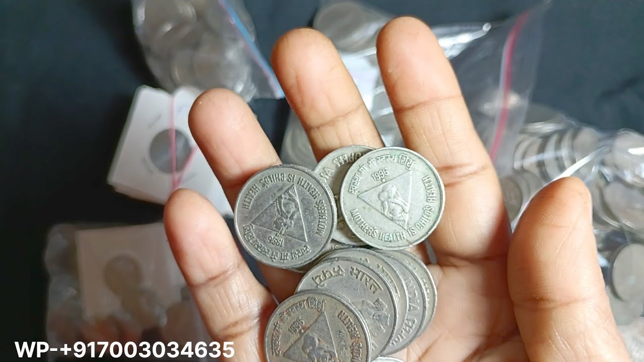 Valuable Scarce & Uncommon Indian Coins. (H) 5 Rs Mother's Health Noida Mint.