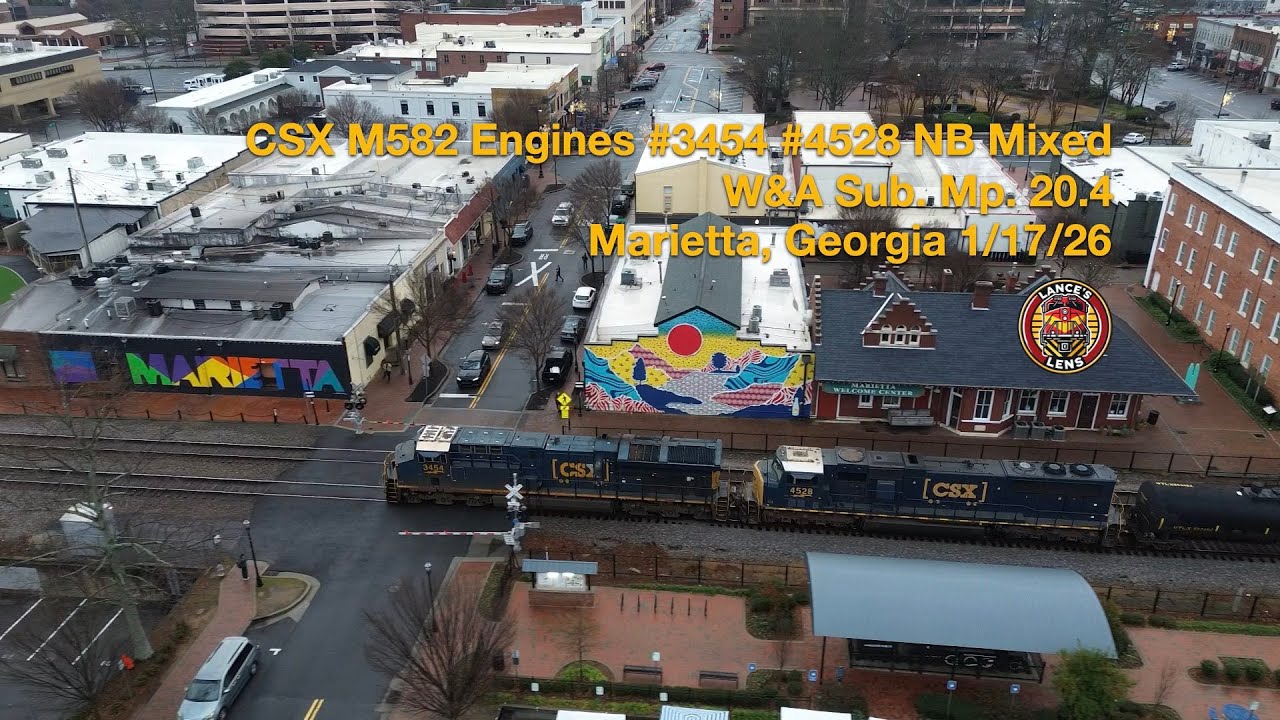 CSX M582 Engines #3454 #4528 NB Mixed Marietta, Georgia 1/17/26