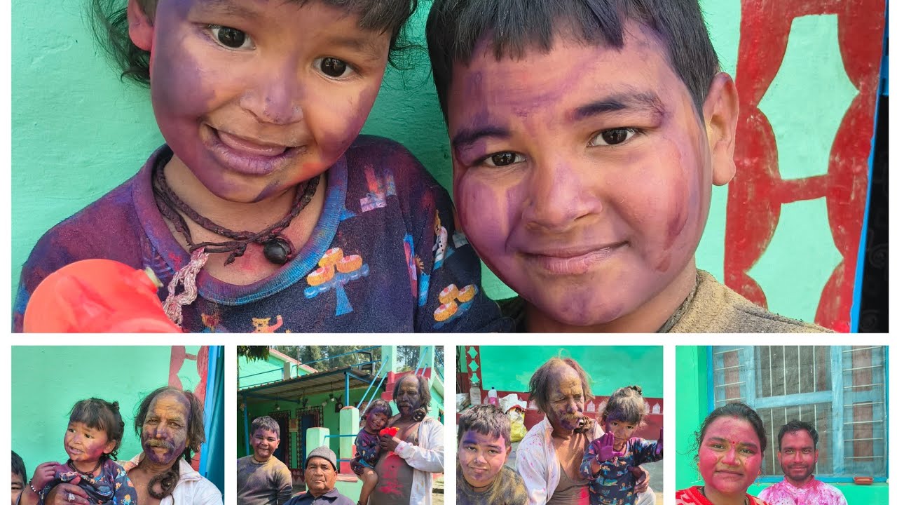 वंशू और चिंकू ने दादू के साथ खेली जम के होली🫟🫟🫟