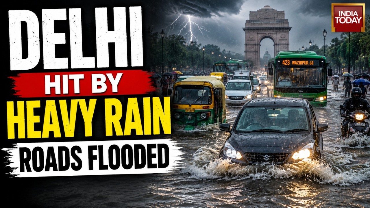 Delhi Weather: Heavy rain lashes Delhi-NCR, triggers waterlogging, traffic chaos, red alert issued