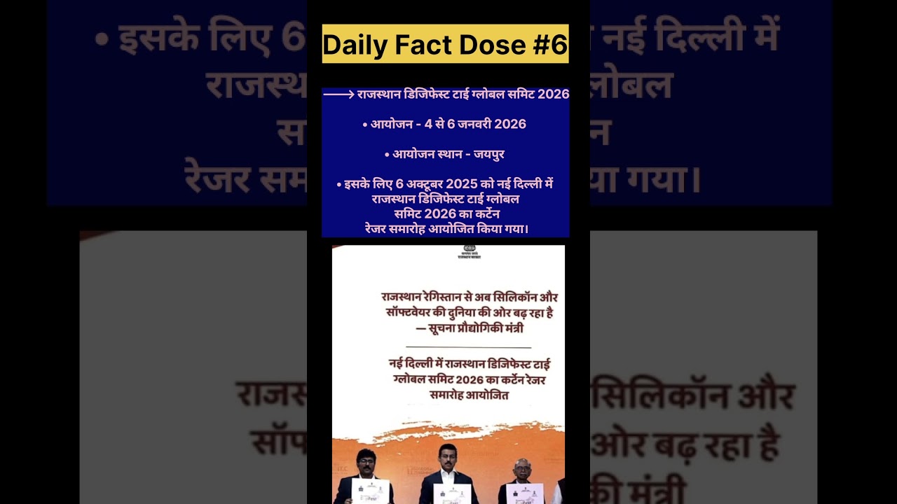 Rajasthan current affairs | Latest current | Rajasthan Digifest tie summit 2026 | 