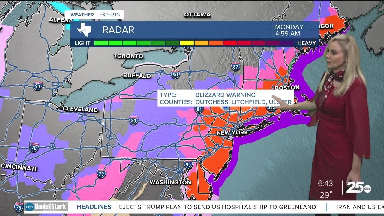 Brrr! Winter returns for Monday.. but not for long