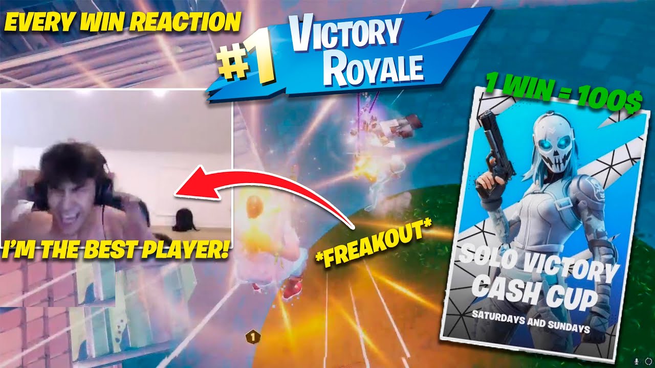 Every 100$ Win Reaction From Solo Victory Cash Cup!