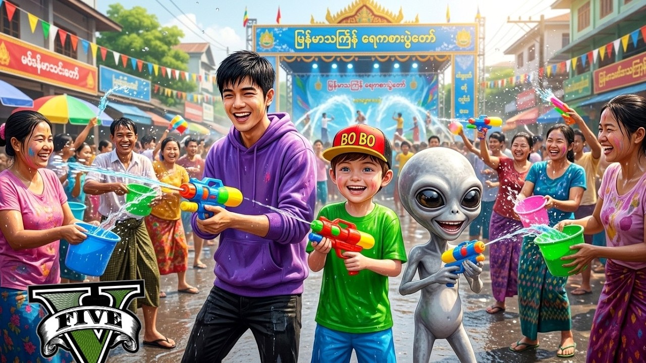 စမတ် ဘိုဘို အီးတီ နှင့် သင်္ကြန်ပွဲတော်ရေကစားမဏ္ဍပ် | 2026 Thingyan Festival in GTA V