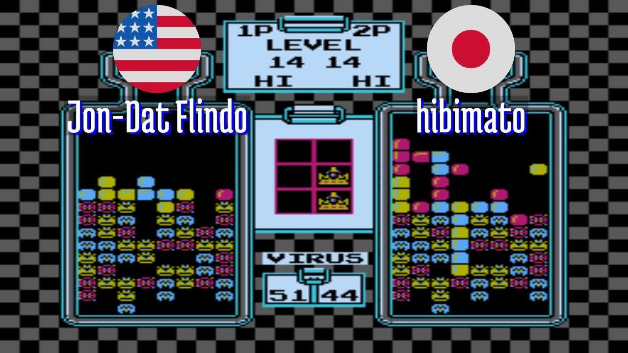 FT2 @nes_drmario: Jon-Dat Flindo (US) vs hibimato (JP) [Dr. Mario NES Fightcade] Mar 11