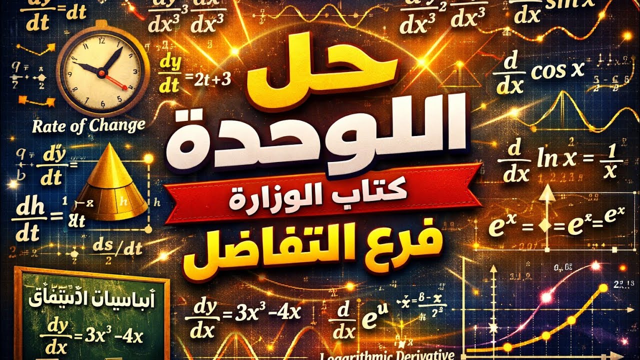 شرح كل اسئلة وأمثلة و تدريبات كتاب الوزارة الوحدة الأولي تفاضل الصف الثالث الثانوي 2026 ج3