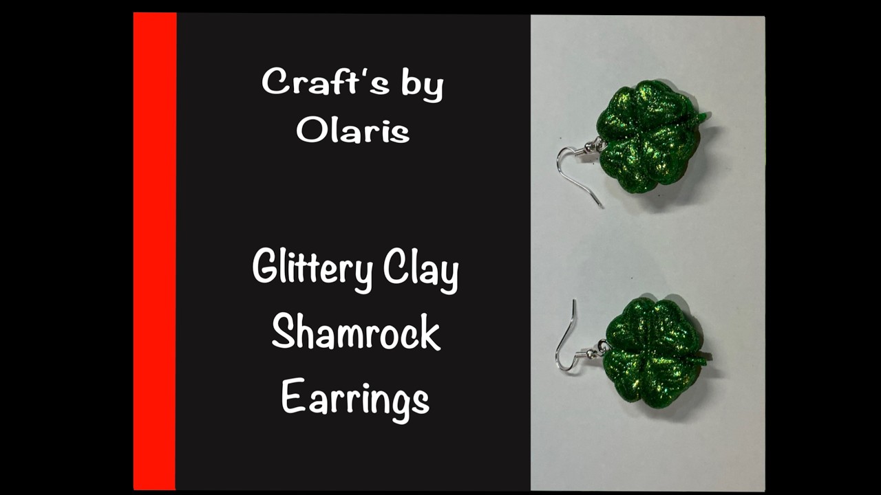 Polymer Clay Glitter Shamrock Earrings | St. Patrick's Day Earrings