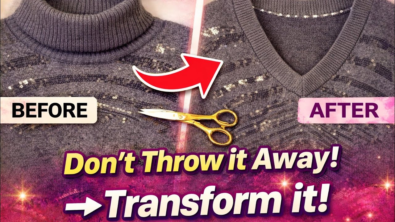 Don’t Throw Your Turtleneck! Try This Sewing Hack 😍لباس یقه اسکی را دور ننداز! این کار را بکن