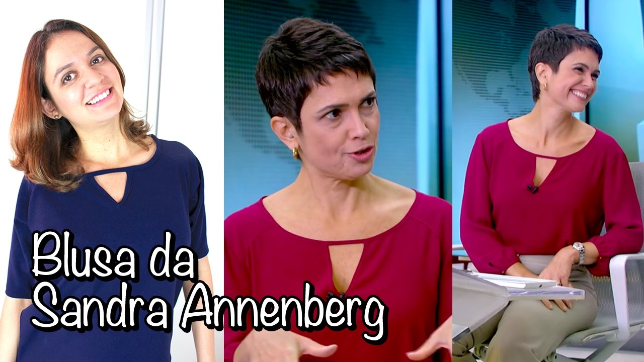 Blusa da Sandra Annenberg: Manga Raglan e Recorte Triangular (Molde Grátis)