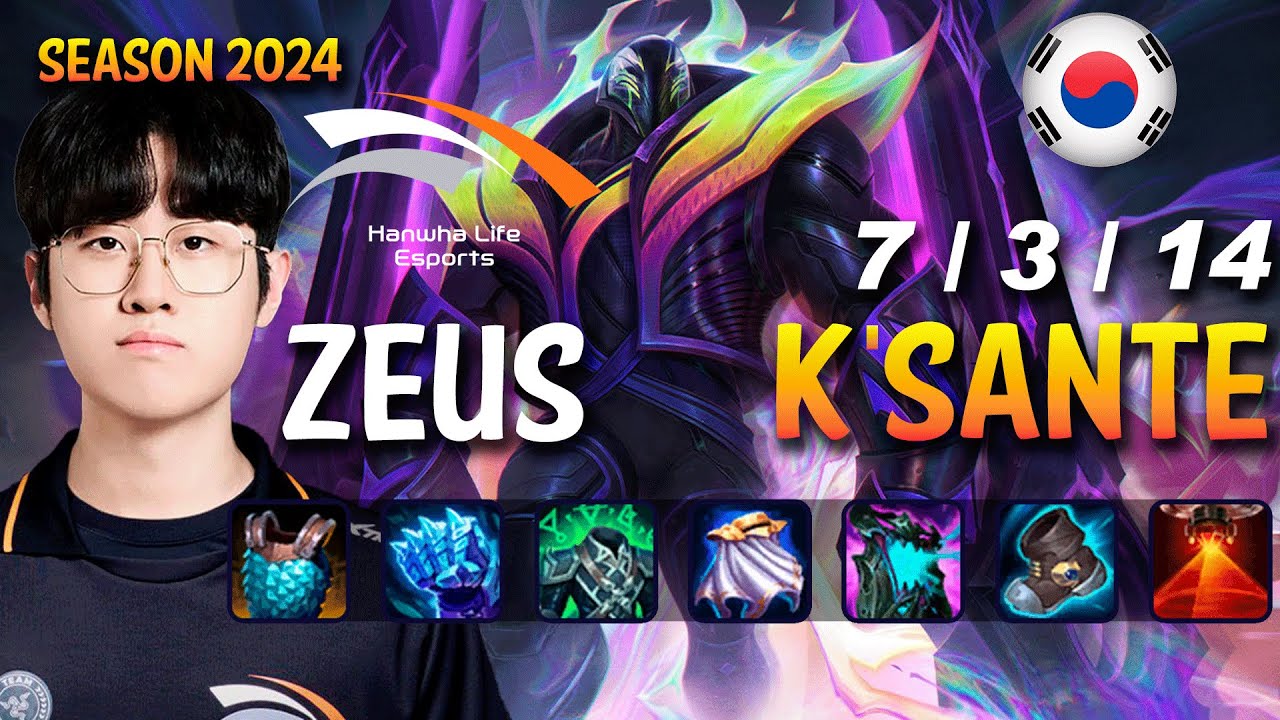 HLE Zeus K'SANTE vs NASUS Top - Patch 14.23 KR Ranked | lolrec