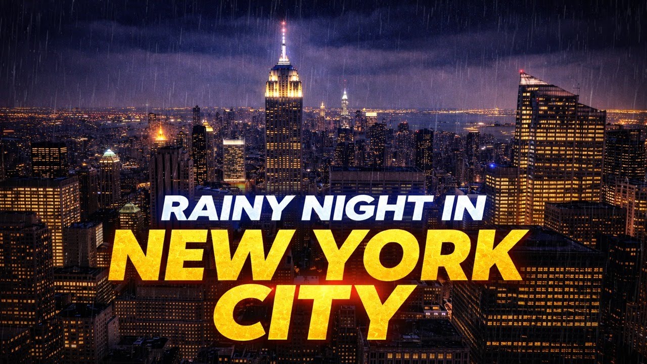 ASMR Rainy Night In New York City |NO ADS| Soft Rain Sounds For Deep Sleep | Peaceful City View
