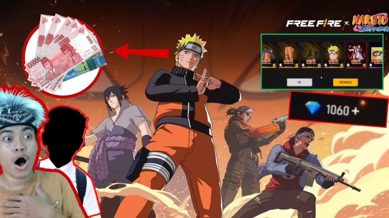 ADIKKU TOP UP HABISKAN RATUSAN RIBU DUIT!! GHACA SKIN NARUTO FREE FIRE