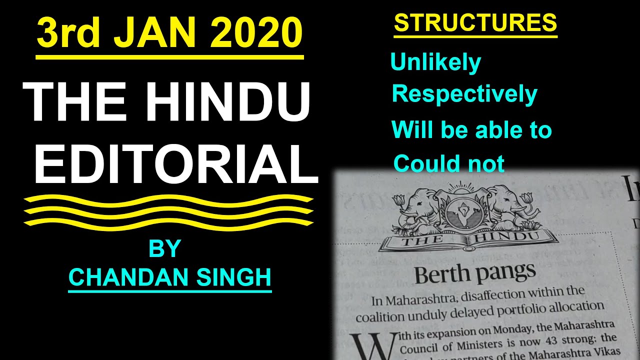 3RD JAN 2020 THE HINDU EDITORIAL