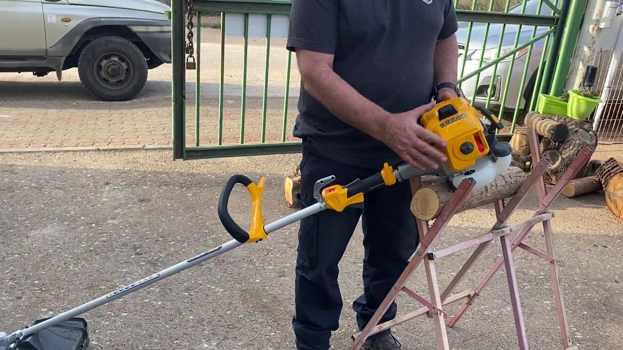 איך לעבוד עם חרמש מוטורי סטיגה עם קסטה וחוטים דלק תערובת לשימוש ביתי / מקצועי. מתאים לשטחי בר וגינות