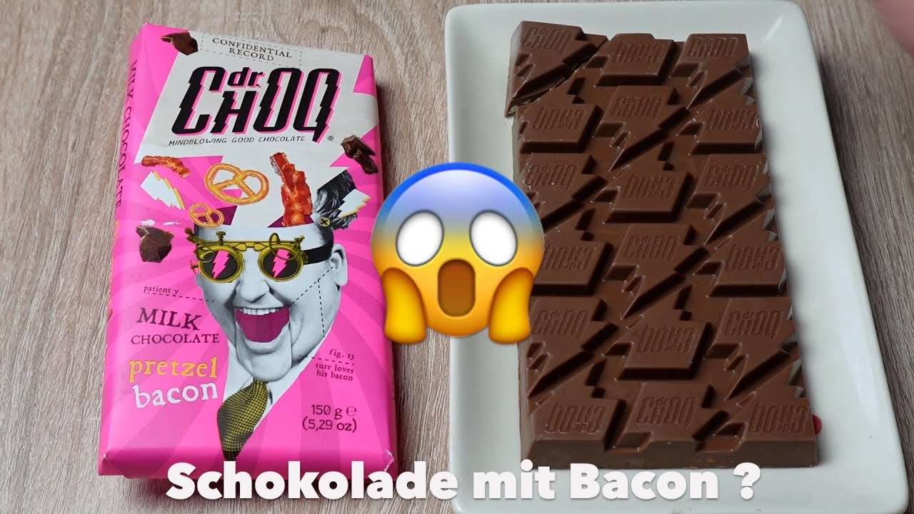 dr. CHOQ Milk Chocolate pretzel bacon 🍫 Milchschokolade mit Brezelstücken und Speck 😱
