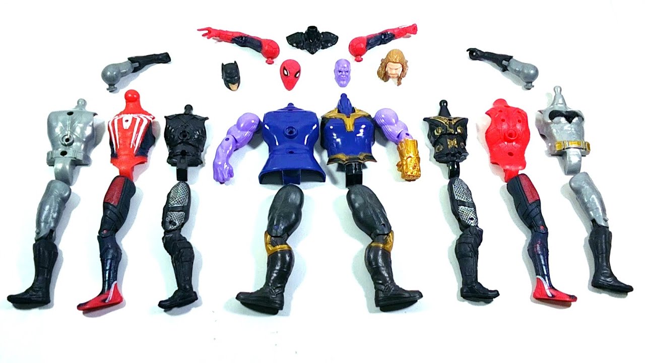 AVENGERS SUPERHERO TOYS THANOS VS CAPTAIN THOR VS SPIDER-MAN MILES MORALES VS BATMAN...