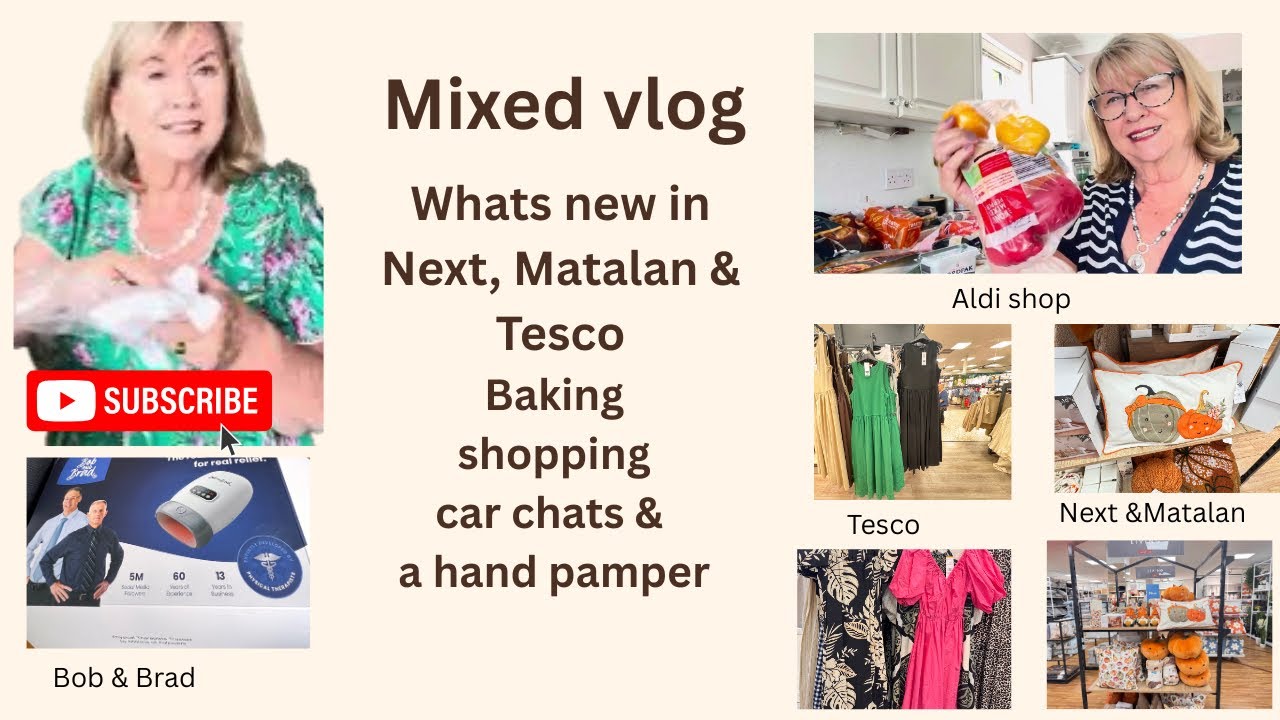 Over 50s vlog Car chats, shopping Tesco,Next,Matalan &Aldi, baking&Hand Massager Review oh &Pumpkins
