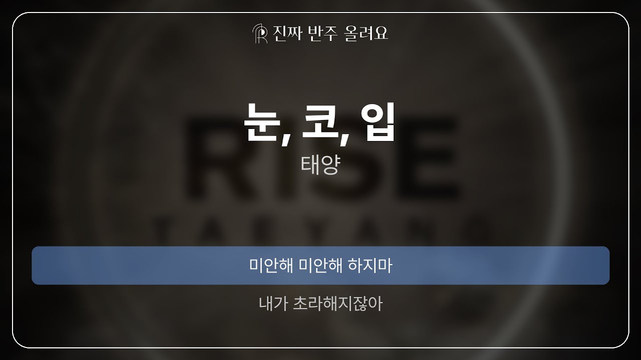 눈, 코, 입 - 태양 [원곡 MR][멜로디 제거 ver]