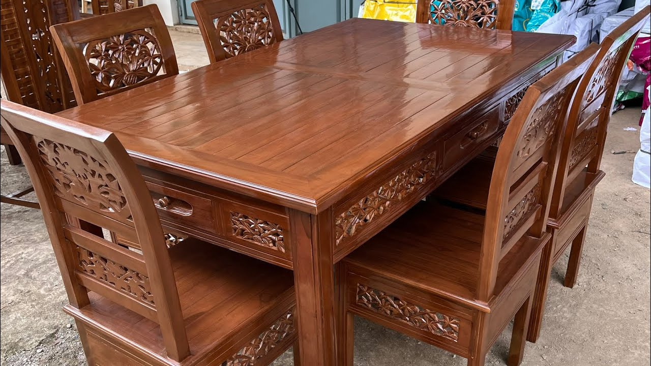 SET MEJA MAKAN JATI KURSI KARTINI 6 KURSI 1 MEJA FURNITURE JEPARA