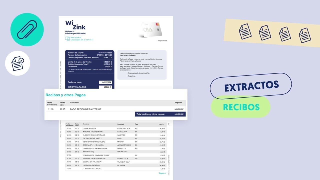Consultar el extracto de las tarjetas WiZink