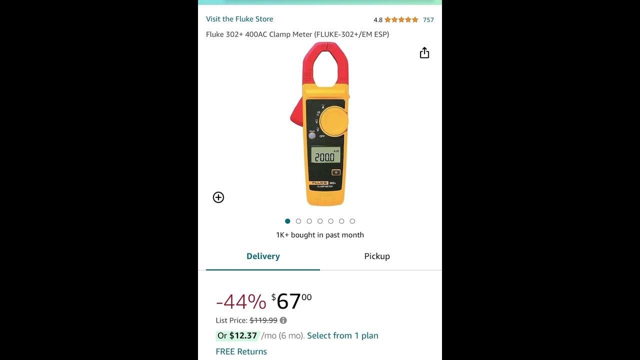 44 % off Fluke 302+ 400AC Clamp Meter (FLUKE-302+/EM ESP)