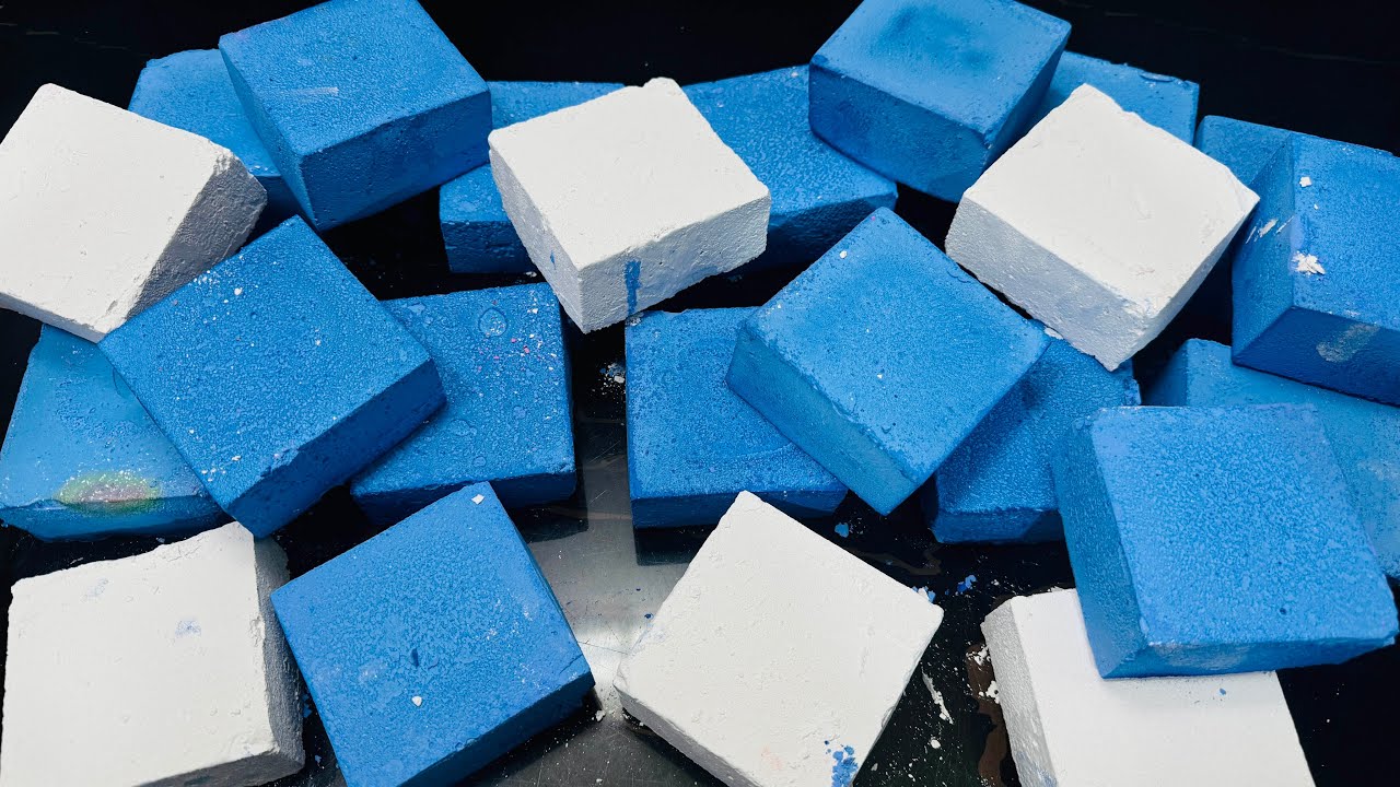 Blue Dyed Chalk Block Crush | Oddly Satisfying Chalk ASMR Reform