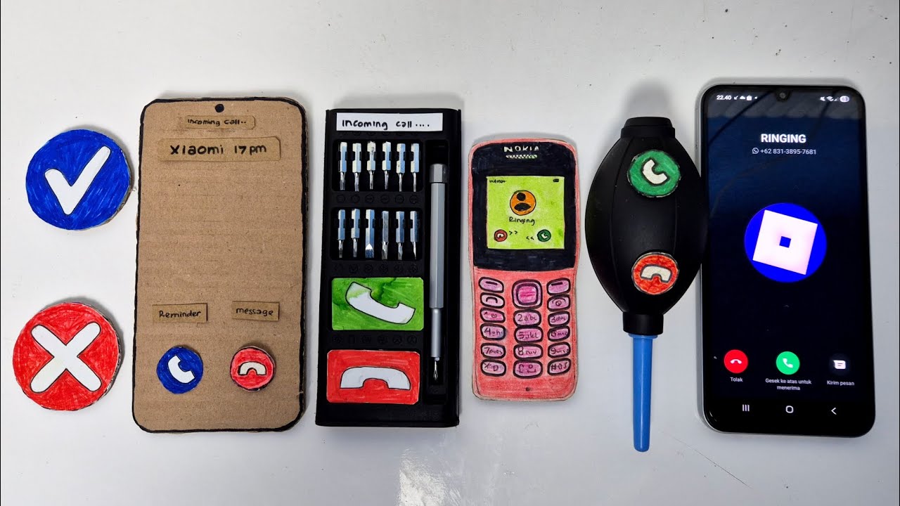 Only button vs xiaomi 17pm vs screwdriver tool vs Nokia vs Blower vs samsung a25 incoming calls