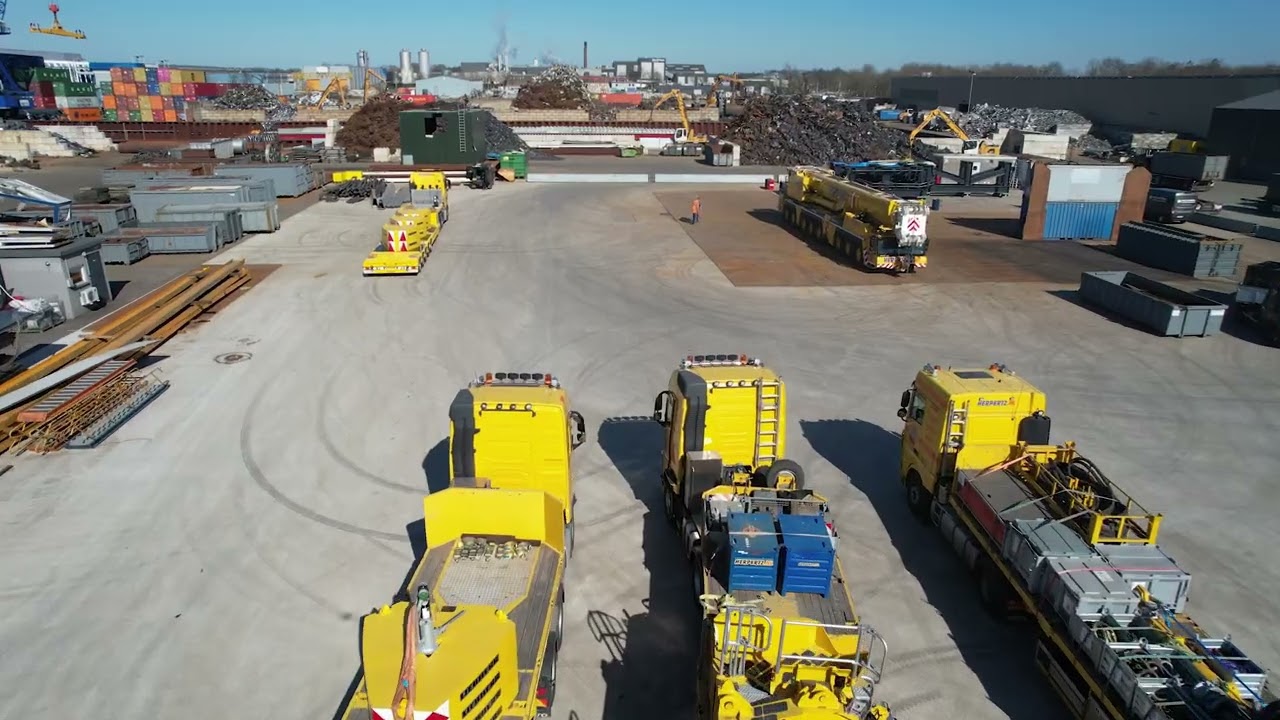 Drone beelden Jos Menten Metaalrecycling opbouw Lefort schaarmachine.